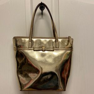 Mini Gold Kate Spade Purse With Polka Dots